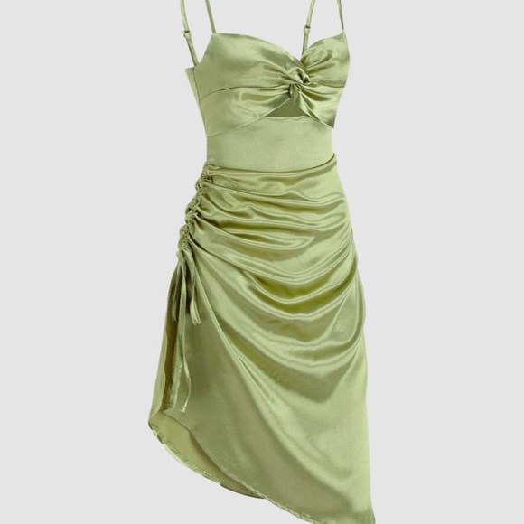 NWT Cider Green Satin Dress - Picture 4 of 6